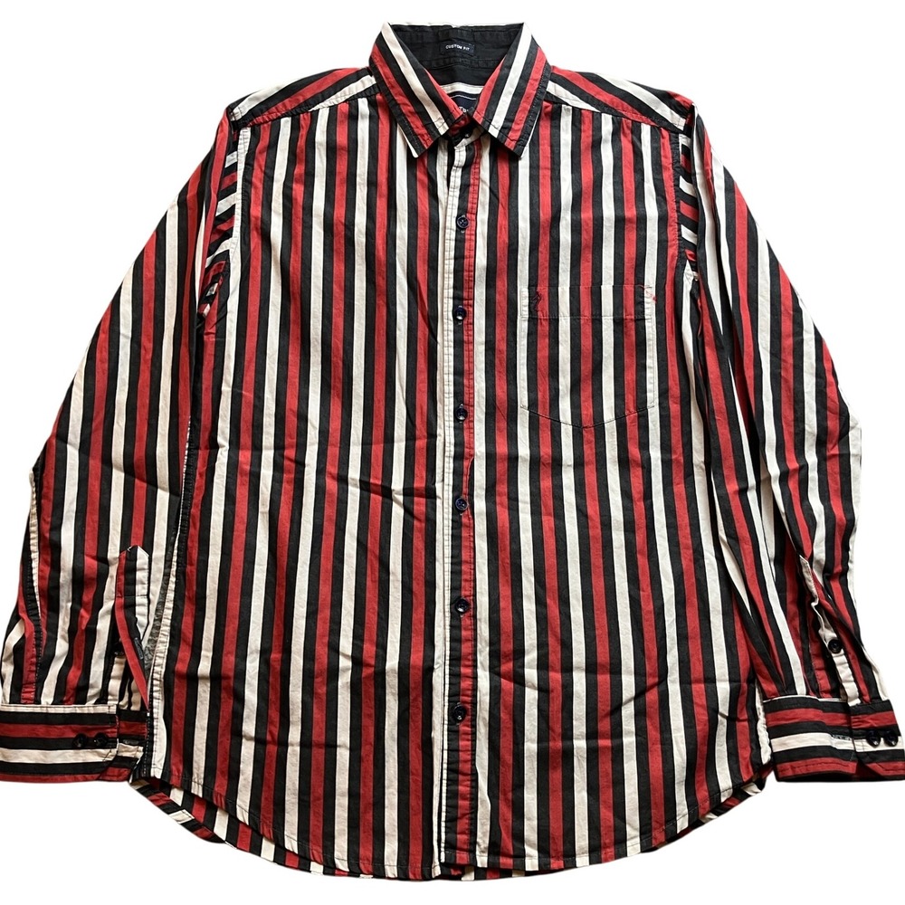 Indian Terrain Shirt‎ Mens Large Striped Button Brushpopper Preppy Academia
